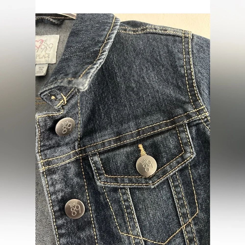 1989 Place Denim Jacket Girls Size 7/8 Blue Button Front Collar